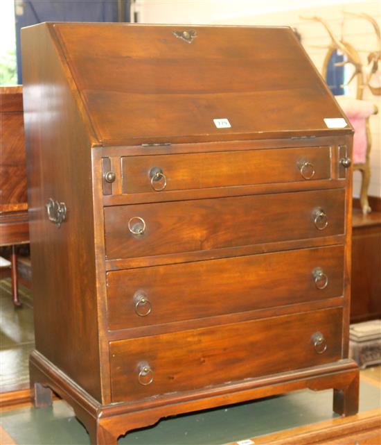 A George III style mahogany bureau, W.65cm
